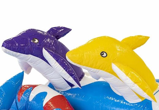 Pide hinchable hamaca hinchable con temática de delfines en azul para niños