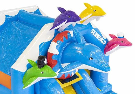 Venta de hinchable con tobogán y delfines en varios colores para niños
