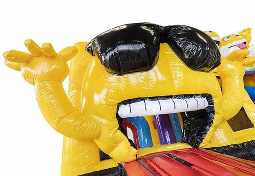 Comprar hamaca hinchable con tobogán en amarillo con emojis para niños