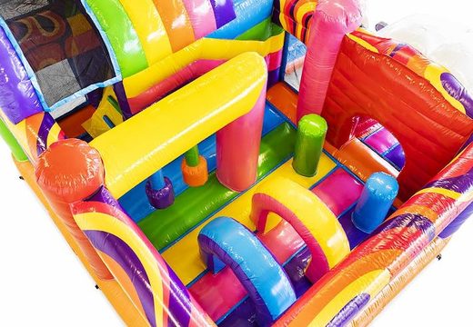 Comprar castillo hinchable hinchable con tobogán de temática hippie con muchos colores para niños