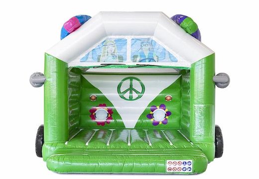 Castelo inflável padrão com telhado em tema hippy verde para venda para crianças