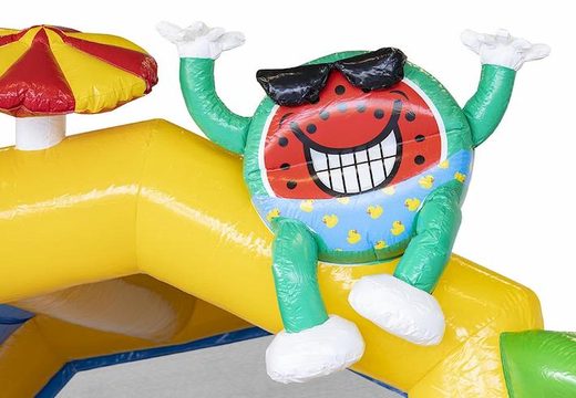 Ordene el tema de la fiesta de verano del castillo hinchable inflable con objetos festivos para niños