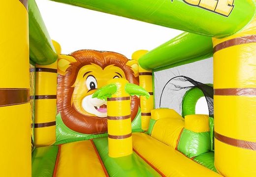 Solicite un cojín de aire inflable compacto con tobogán en el tema de la jungla para niños