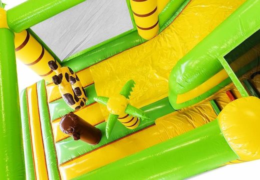 Jungle tobogán inflable con sección de castillo hinchable y obstáculos a la venta para niños