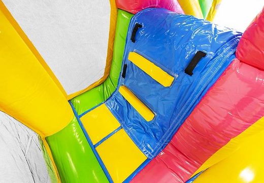 Comprar colchón de aire hinchable con tobogán en alegres colores y temática hawaii para niños