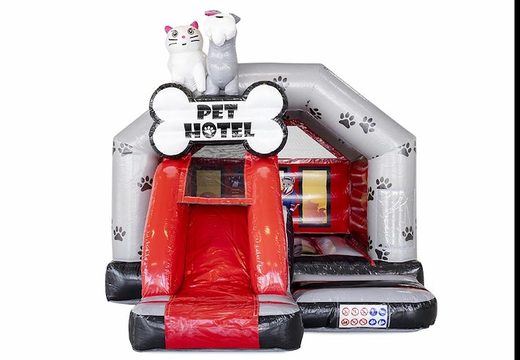 Compre combo de tobogán inflable con tobogán en tema de hotel de animales para niños