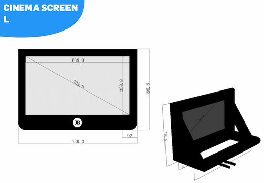 Opblaasbaar video screen om met beamer op te projecteren in het zwart