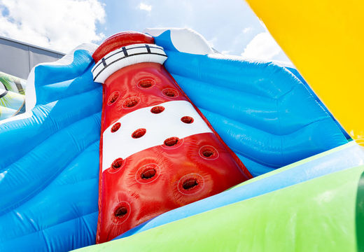 Ordene un gran parque de juegos inflable con castillo hinchable en el tema del mundo marino de 15 metros
