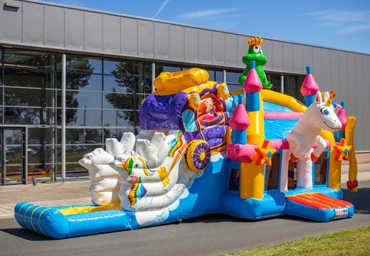 Pide castillo hinchable multijuego super hinchable en estilo unicornio con muchos colores para niños