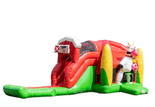 Comprar cojín de aire super hinchable multiplay tema granja rojo y verde para niños