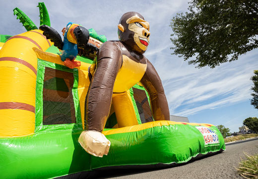 Cojín de aire inflable para juegos múltiples con tema de la jungla de elefantes y gorilas a la venta para niños