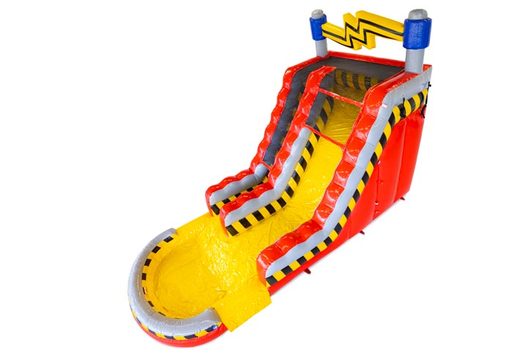 Comprar tobogán hinchable Waterslide S18 High Voltage con tema electricidad en rojo gris amarillo