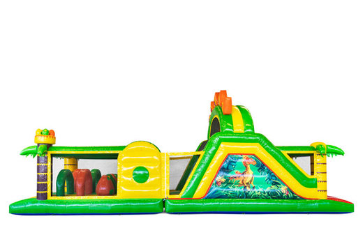 Ordene el castillo hinchable de 13 metros en tema Dinosaurio para niños. Compre pistas americanas inflables en línea ahora en JB Hinchables España