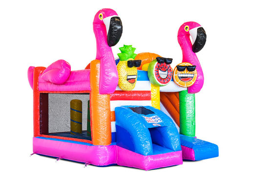 Mini castillo hinchable Multiplay con temática Flamingo a la venta en JB Inflatables. Ordene los saltadores inflables en JB Hinchables España