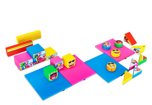Juego de bloques de espuma grande en el tema de Flamingo Hawaii con bloques coloridos para jugar