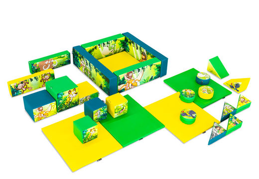 Juego de Softplay XL con temática de Jungle Dino y bloques coloridos para jugar
