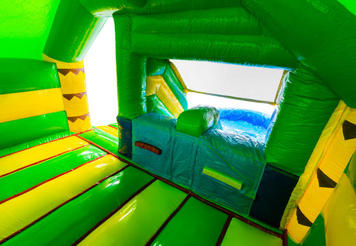 Interior del Castillo Hinchable Combo Doble Slide en Verde y Amarillo