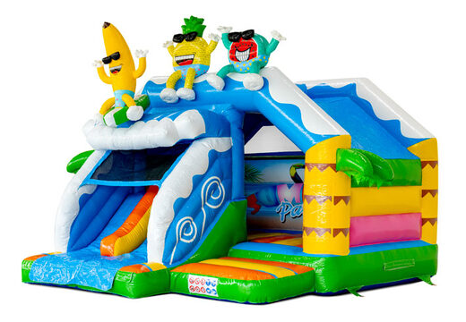 Castillo inflable Slide Combo Dubbelslide con dos toboganes en el tema de la Fiesta de Verano