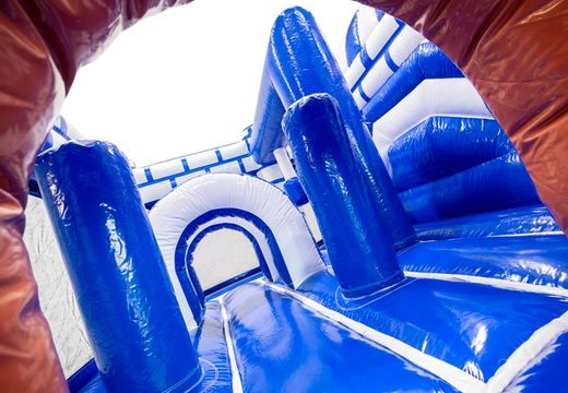 Interior del castillo hinchable Dubbelslide Multiplay Azul Blanco Marrón