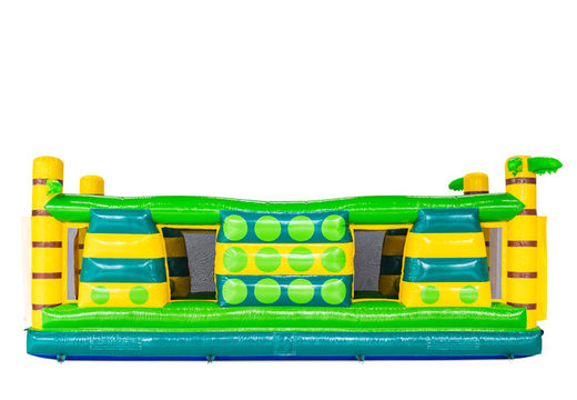 Circuito de obstáculos modular con temática de cocodrilo, verde amarillo azul